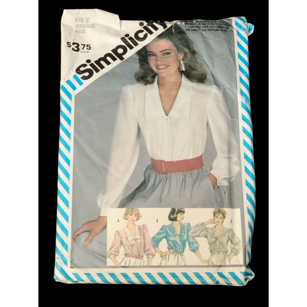 Vtg Blouse Top Shirt Collared Button Up 6 8 10 12 Simplicity 6300 Sewing Pattern